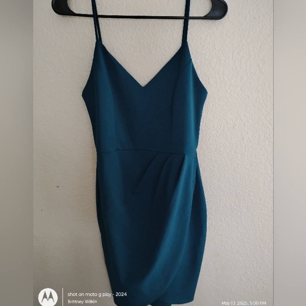 Lulu's Blue Slip Dress Spaghetti Strap Cocktail
